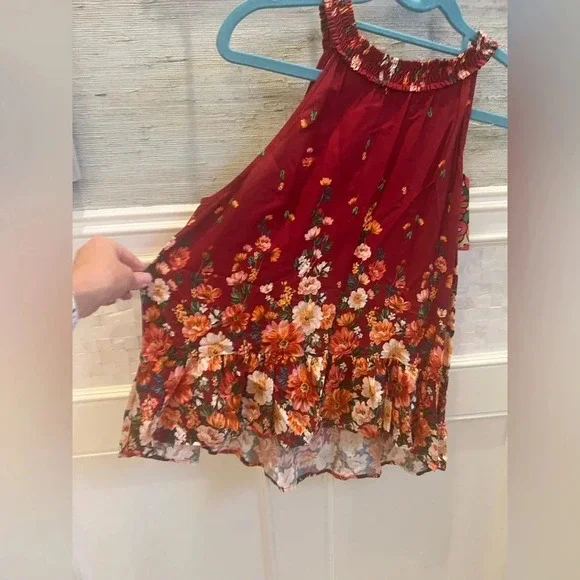 NWT new Anthropologie Farm Rio claudette halter top SMALL red floral flounced - Picture 11 of 17